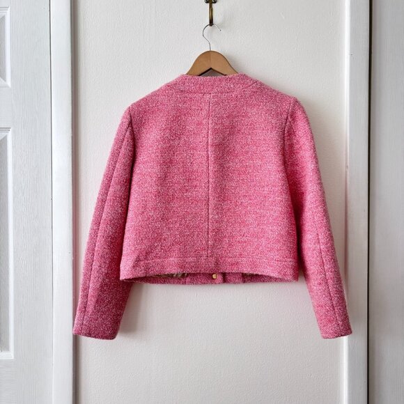 J. Crew Collection Cropped Lady Jacket in Italian Wool-blend Bouclé Pink - Picture 8 of 9